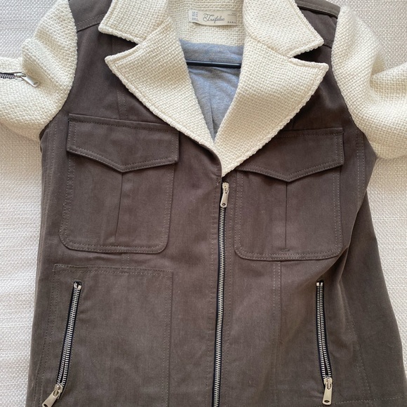 Zara two toned knit coat jacket xs - Picture 4 of 7